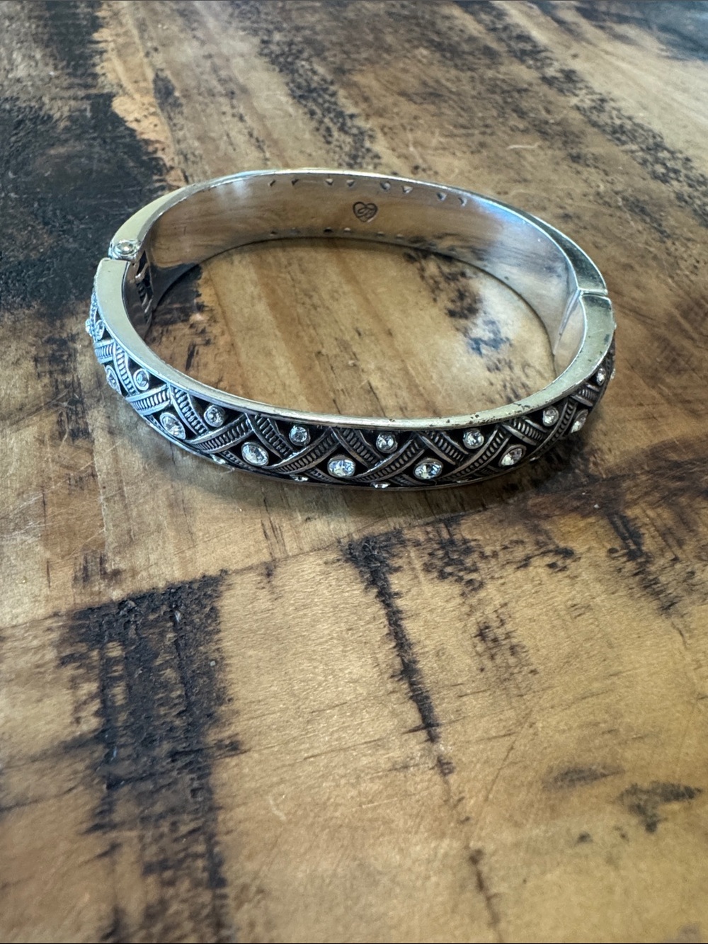 Brighton Silver-Tone Filigree Bracelet with Clear Stones